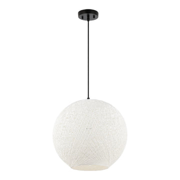Lacey Bohemian Minimalist Iron/Rope Woven Globe LED Pendant - JONATHAN Y